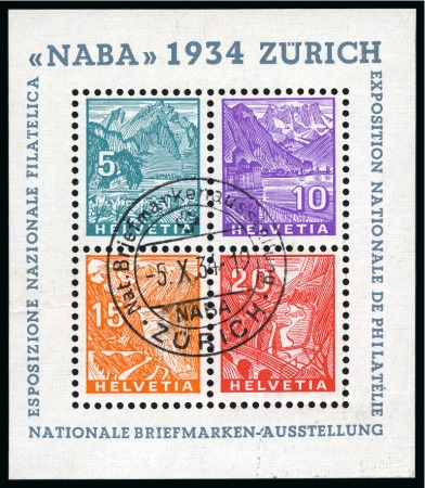 Stamp of Switzerland / Schweiz » Schweiz ab 1907 1934 NABA-Block, entwertet mit Ausstellungsstempel
