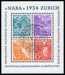 1934 NABA-Block, entwertet mit Ausstellungsstempel