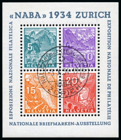 Stamp of Switzerland / Schweiz » Schweiz ab 1907 1934 NABA-Block, entwertet mit Ausstellungsstempel