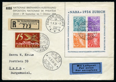 Stamp of Switzerland / Schweiz » Schweiz ab 1907 1934 NABA-Block entwertet mit Ausstellungsstempel 29.IX.34
