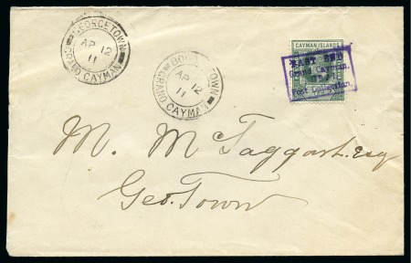 1911 Envelope to Georgetown, franked 1/2d green, tied