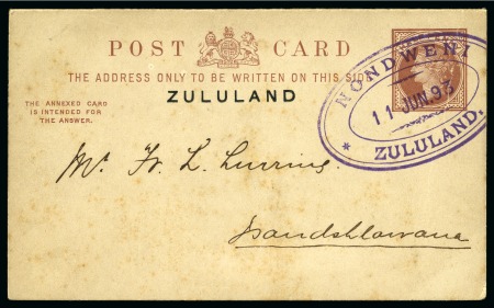 Stamp of South Africa » Zululand 1893 Envelope to Georgetown, franked 1/2d green, tied
