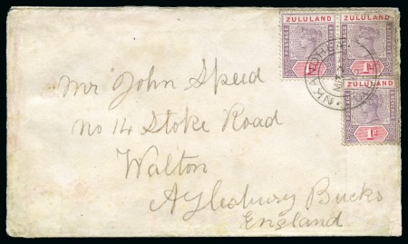 Stamp of South Africa » Zululand 1895 Envelope to Aylesbury, England, franked with three