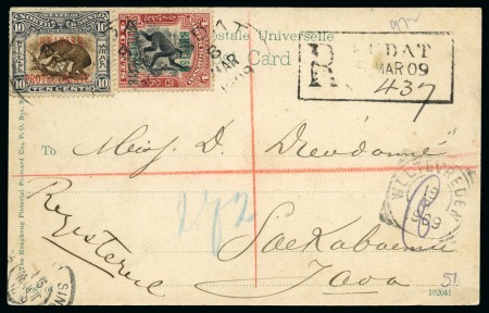 North Borneo 1909. Kudat picture postcard sent registered