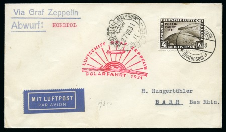 Stamp of Germany » German Empire » German Empire, 1923/32 Weimar Republic 1929-31, Group of 4 Zeppelin covers/cards incl. 1929