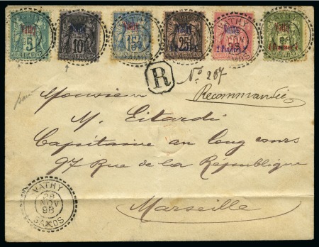 Stamp of Colonies françaises » Vathy Lettre recommandé de Vathy 28.11.1898 pour Marseille