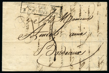 1828 Neuf lettres avec CACHET D'ESSAI de Toulouse,