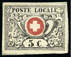 Stamp of Switzerland / Schweiz » "Waadt", "Neuenburg", "Winterthur" Waadt 5C ungebraucht, farbfrisch und sehr gut gerandet,