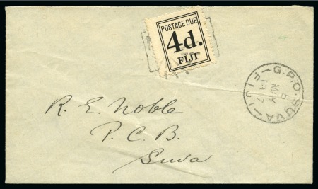 Fiji 1917. Suva unpaid envelope sent locally & charged