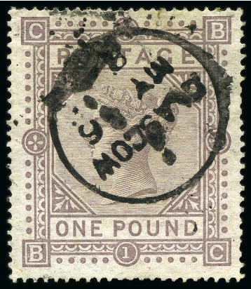 1867-83 Wmk MC £1 Brown Lilac with Glasgow cds