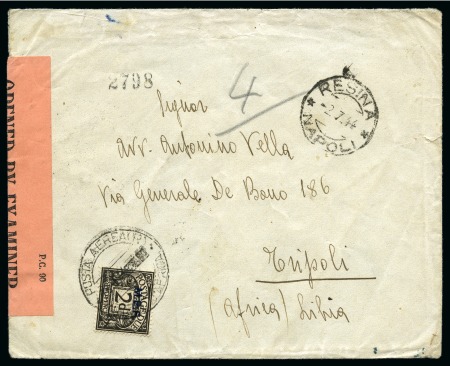 1944 Censored envelope to Tripoli from Napoli, underfranked