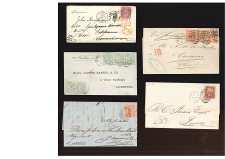Stamp of Great Britain » British Post Offices Abroad 1855-1882 Four covers and one front, two used in Gibraltar,