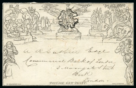 Stamp of Great Britain » 1840 Mulreadys & Caricatures 1841 (Jul 19) Mulready 1d lettersheet, A240, with advertisement inside