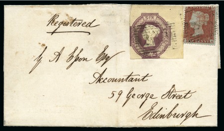 Stamp of Great Britain » 1847-54 Embossed 1854 (Jull 22) Wrapper sent registered from Linlithgow with 6d Embossed top right corner marginal