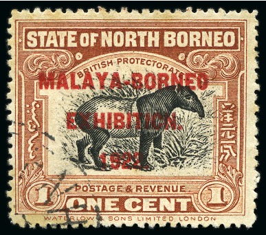 1922 1c Brown with variety stop after Exhibition lightly