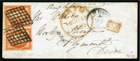 1849 40c orange en paire sur lettre de St Quentin 13.10.1850