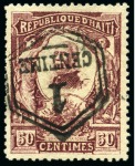 1906 1c on 50c Claret (inverted) unused, fine and scarce