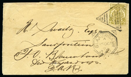 Stamp of South Africa » Transvaal 1892 Envelope posted locally, franked Vurtheim 2d tied
