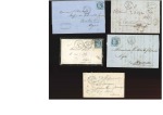 1857-1876, Lot de 5 lettres avec càd Bat. à Vap.