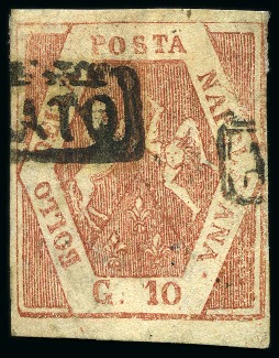 Stamp of Italian States » Naples 1859-61 POSTAL FORGERY 10Gr rose, type I, cancelled