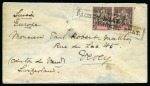 1897 Lettre pour Vevey en Suisse avec paire de 25c