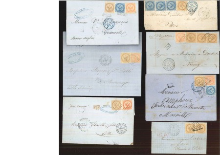 1860-1870, Lot de 7 lettres avec Aigle dont 5 affranchissements