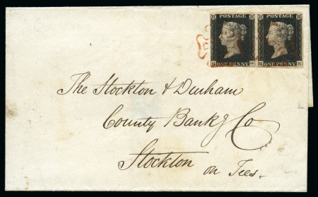 Stamp of Great Britain » 1840 1d Black and 1d Red plates 1a to 11 1840 (Oct 30) Wrapper from Whitby (Yorkshire) with 1840 1d black pl.1b GG-GH pair