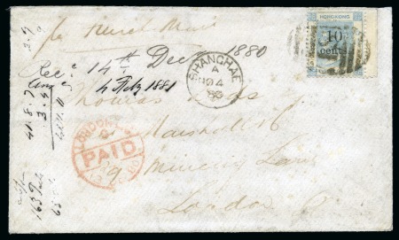 1880 Cover to London, franked 10c on 20c blue, tied