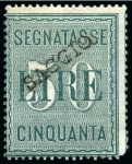 1884 Postage Due 50L green & 100L carmine red, mint both with SAGGIO ovpt, very fine