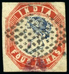 1854 4a blue and red, 4th printing, Head III, Frame II, used with clear to good margins, cancelled with diamond of dots and purple ink marks, cert. BPA (2015) (SG £550)