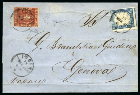 Stamp of Italian States » Tuscany 1860 40c Scarlett-Carmine in mixed franking with Sardinia