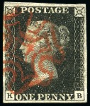 1840 1d Black pl.1a to 10 (one of each plate) group of used