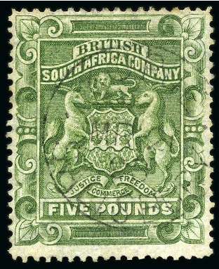1892-93 Arms £5 sage-green, used, fine (SG £450)