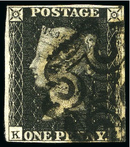 Stamp of Great Britain » 1840 1d Black and 1d Red plates 1a to 11 1840 1d Black pl.5 KC with close to good margins, neat black MC, very fine