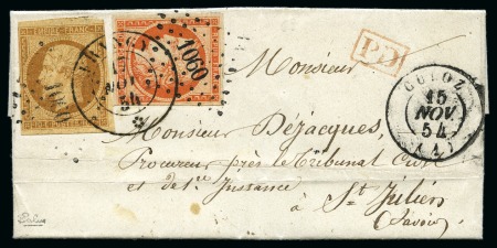 1854 Lettre pour la Savoie avec 40c Cérès +10c Empire