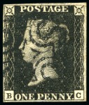 Stamp of Great Britain » 1840 1d Black and 1d Red plates 1a to 11 1840 1d Black used group of 14, several with four margins
