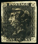 Stamp of Great Britain » 1840 1d Black and 1d Red plates 1a to 11 1840 1d Black used group of 15, several with four margins
