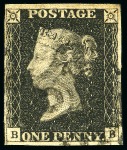 Stamp of Great Britain » 1840 1d Black and 1d Red plates 1a to 11 1840 1d Black used group of 15, several with four margins