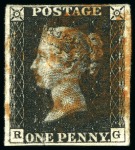 Stamp of Great Britain » 1840 1d Black and 1d Red plates 1a to 11 1840 1d Black used group of 15, several with four margins, one with WHITE MC
