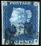 Stamp of Great Britain » 1840 2d Blue (ordered by plate number) 1840 2d Blue used group of 15, a few with four margins, various faults, some with nice cancels