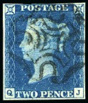 1840 2d Blue used group of 15, a few with four margins, various faults, some with nice cancels