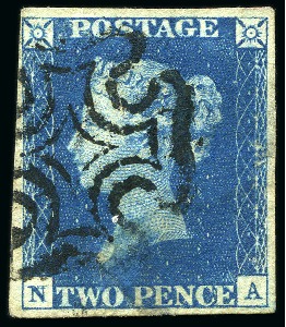 Stamp of Great Britain » 1840 2d Blue (ordered by plate number) 1840 2d Blue used group of 15, a few with four margins, various faults, some with nice cancels incl. one with Irish numeral