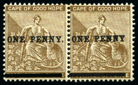 Stamp of South Africa » Cape of Good Hope 1893 1d on 2d pale bistre, pair and single, mint nh,