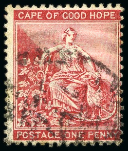 Stamp of South Africa » Cape of Good Hope 1884-90 1d rose-red, used with inverted wmk, fine and