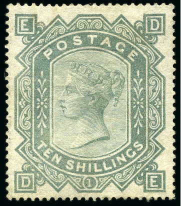 1867-83 Wmk MC 10s greenish grey, unused without gum, rare (SG £60'000), cert. PFSA (2014)