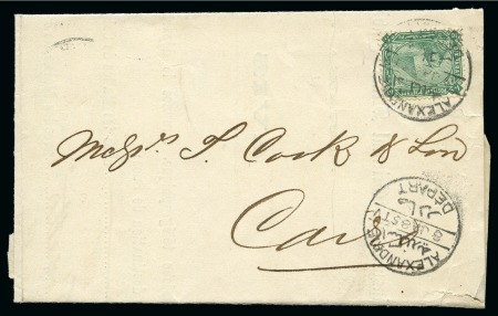 Stamp of Egypt » 1884 Changed Colours 1884 De La Rue 10pa green on 1885 (Jan 8) circular from Alexandria to Cairo