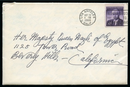 Stamp of Egypt » 1952-1953 King Fouad II Definitives  1960 Letter from Los Angeles to Queen of Egypt Nazli in exile in US