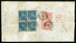 1859-61 6d blue, a block of four and 1860-63 4d rose on cover
