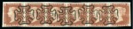 Stamp of Great Britain » 1840 1d Black and 1d Red plates 1a to 11 1840 1d Red (from the black plates) pl.11 AA-AF horizontal strip of six