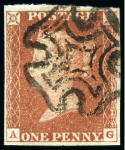 1840 1d Black pl.11 AG, used